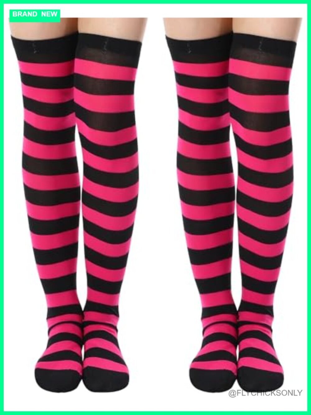 Striped Thigh High Socks Long Stockings Party Wear 2 Pack